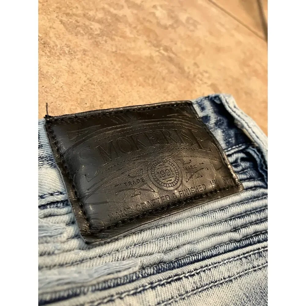 Smoke Rise Jeans Streetwear Grunge 30x32 Mens' Teen Distressed‎ Skater Moto